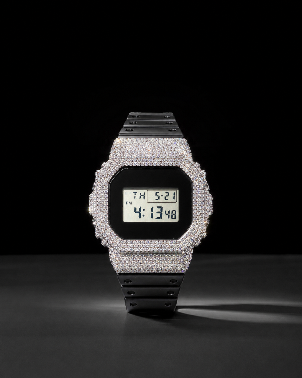 Black Digital Iced Out Watch with VVS Moissanite Stones