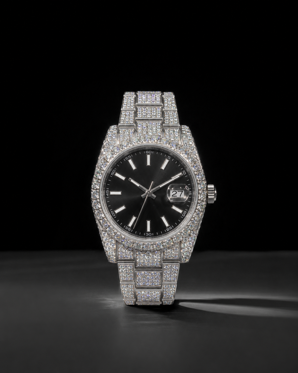 Aqua Dial VVS1 Moissanite Iced Out Bust Down Watch