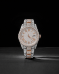 VVS Moissanite Bust Down 40mm Two Tone Roman Dial Iced Out Oyster Belt