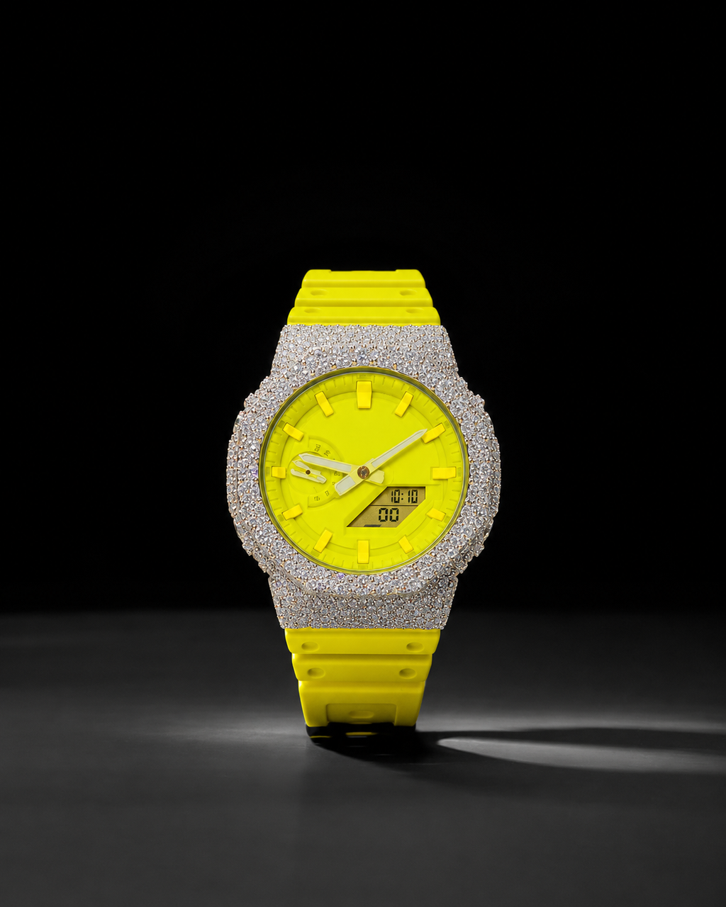 Iced Out Watch with Silicone Strap and VVS Moissanite Stones