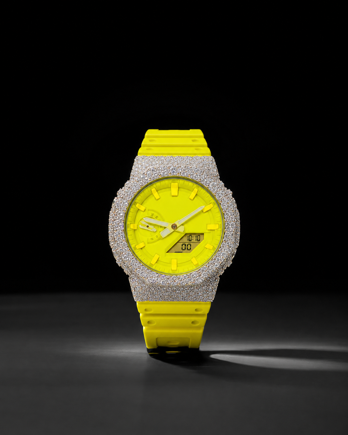 Iced Out Watch with Silicone Strap and VVS Moissanite Stones