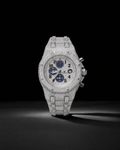 Silver Chronograph Iced Out Watch with VVS Moissanite Stones