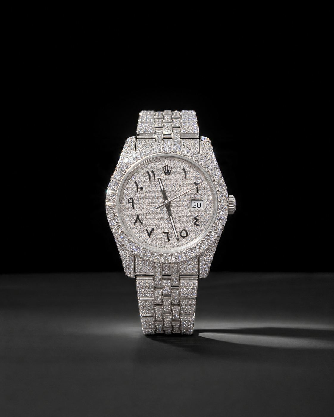 VVS Moissanite Iced Out Watch Arabic Dial Bracelet Bust Down