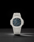 Iced Out Multi-Function Watch 36mm VVS Moissanite With Dark Blue Face