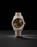 VVS Moissanite Iced Out Men’s Watch 41mm Brown Dial Two Tone