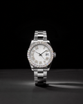 Silver Roman Dial Watch for Men with Diamond Style Moissanite Bezel
