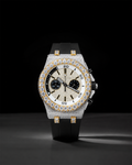 Men’s Iced Out Chronograph Watch VVS Moissanite Bust Down Rubber Strap