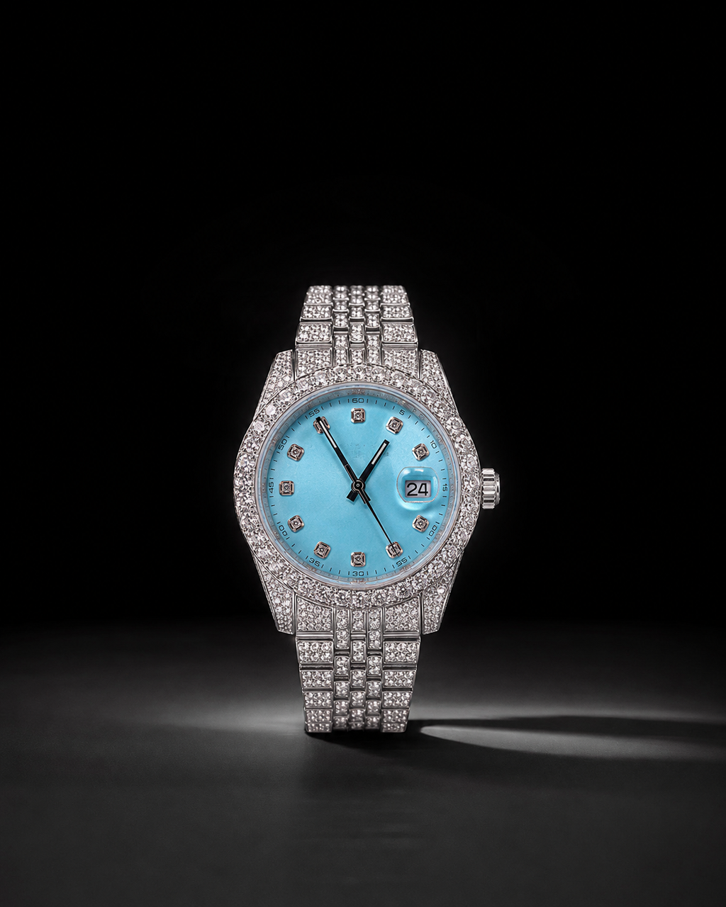 41mm Blue Dial VVS1 Moissanite Iced Out Watch