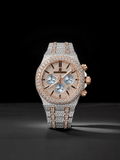 Two Tone Rose Gold White Gold Iced Out Watch for Men Chronograph Style