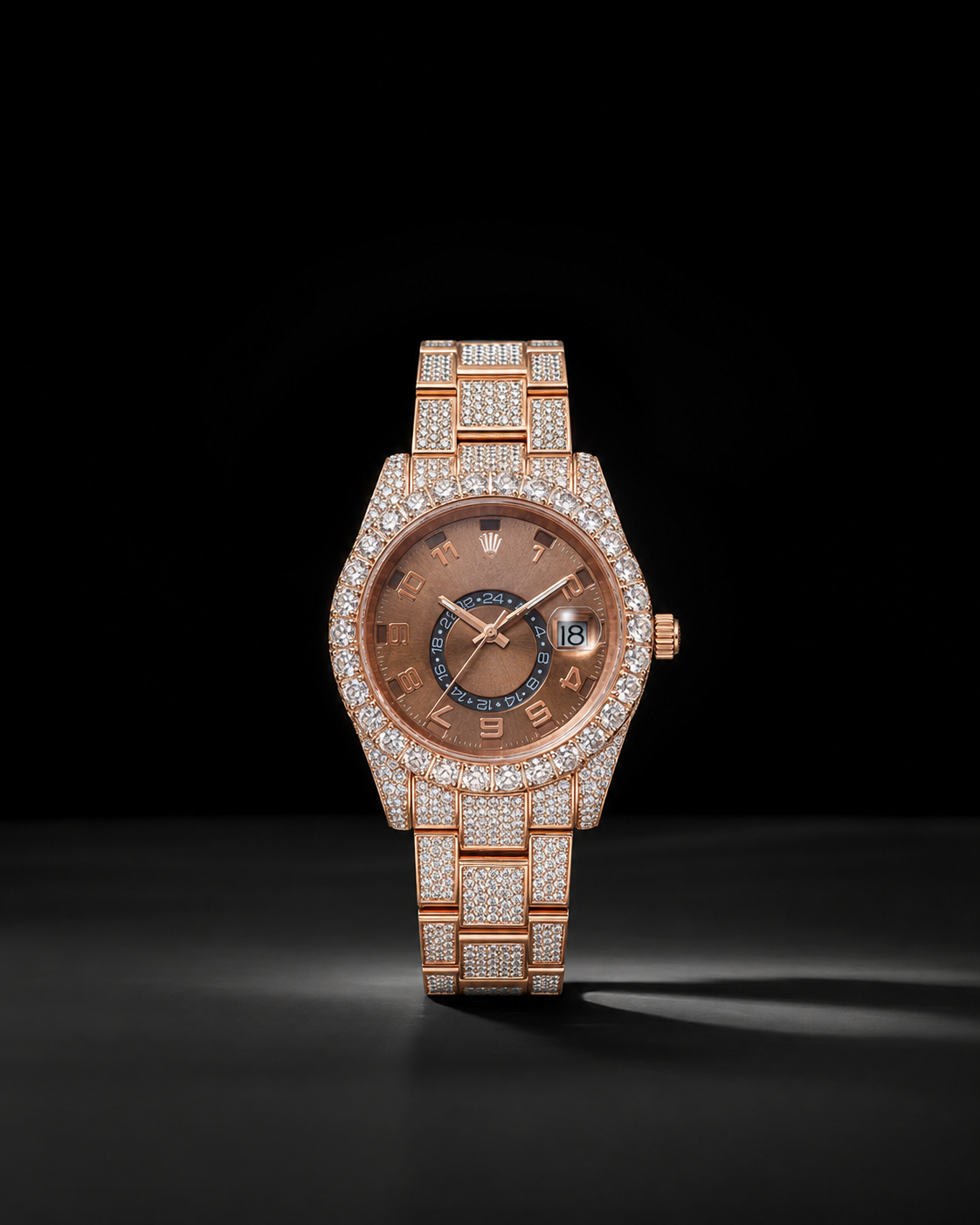 Rose Gold Finish Bust Down Watch for Men Iced Out Luxury Watch
