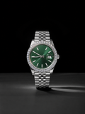 Green Dial Iced Out Moissanite Watch with Jubilee Bracelet