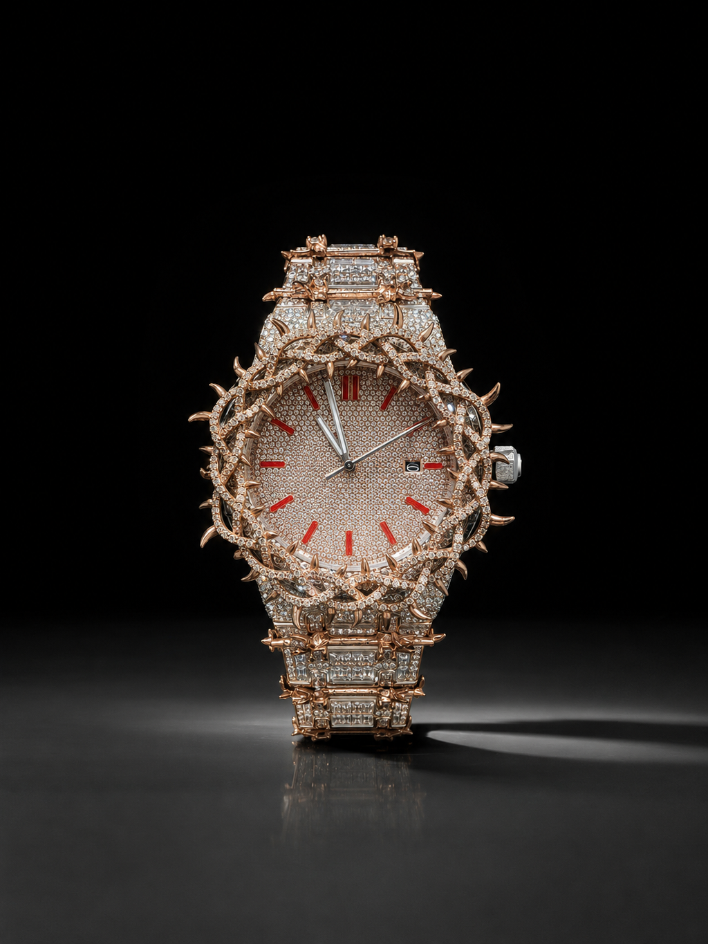 Two Tone Crown Iced Out Watch for Men Luxury Bust Down Statement Watch
