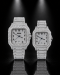 VVS D/E Moissanite Iced Out Santos Style Watch Set – 41MM & 36MM Arabic Dial