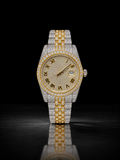 Two-Tone Full Iced Roman Dial Moissanite Watch