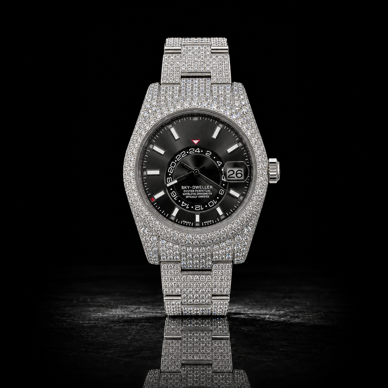 Full Iced Black Dial Moissanite Watch