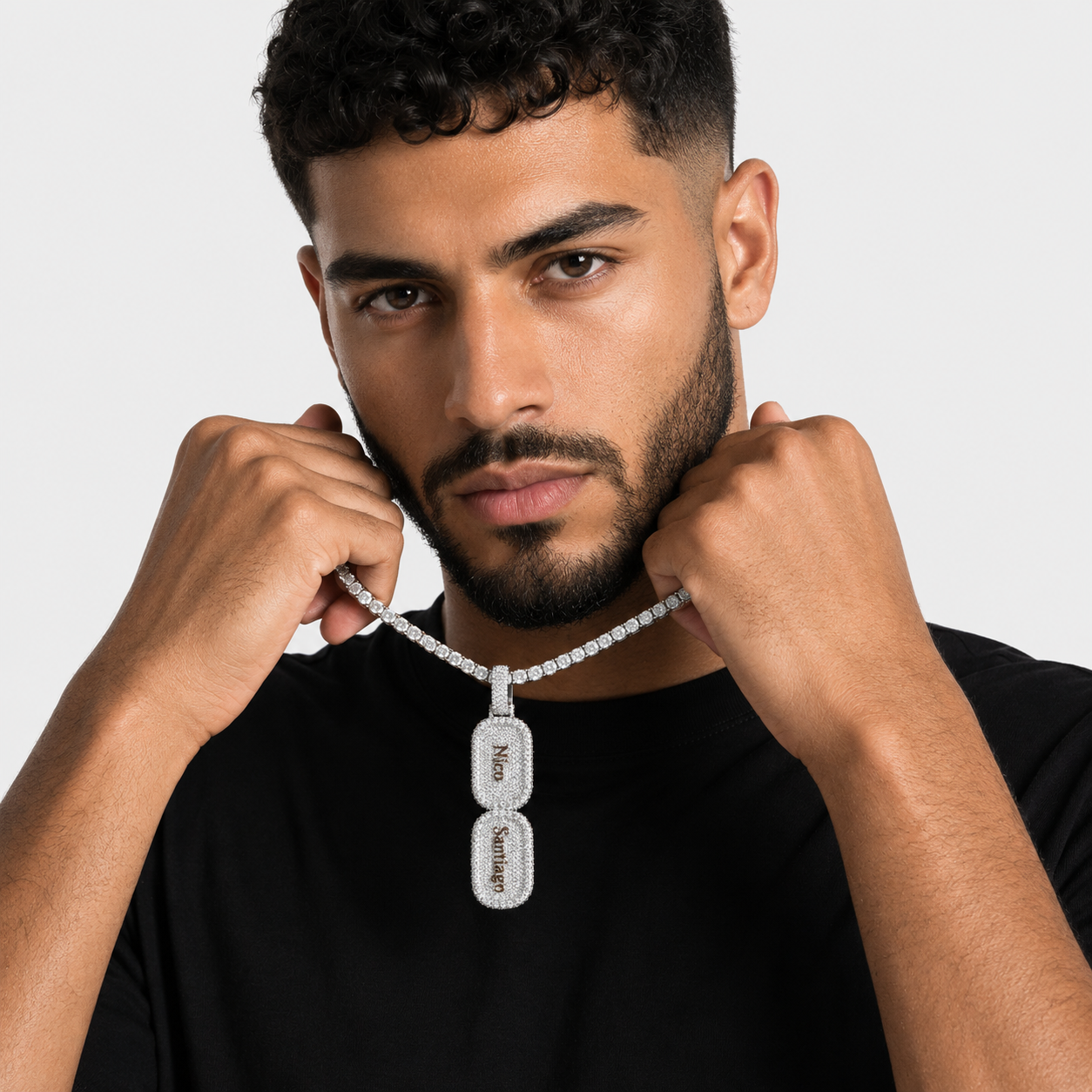 Custom Name Dog Tag Pendant for Men