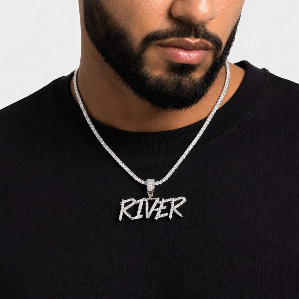 Iced Out Brush Font Custom Pendant