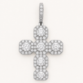14K Gold Moissanite Fleur Cross Pendant | Iced Out 925 Silver Religious Jewelry