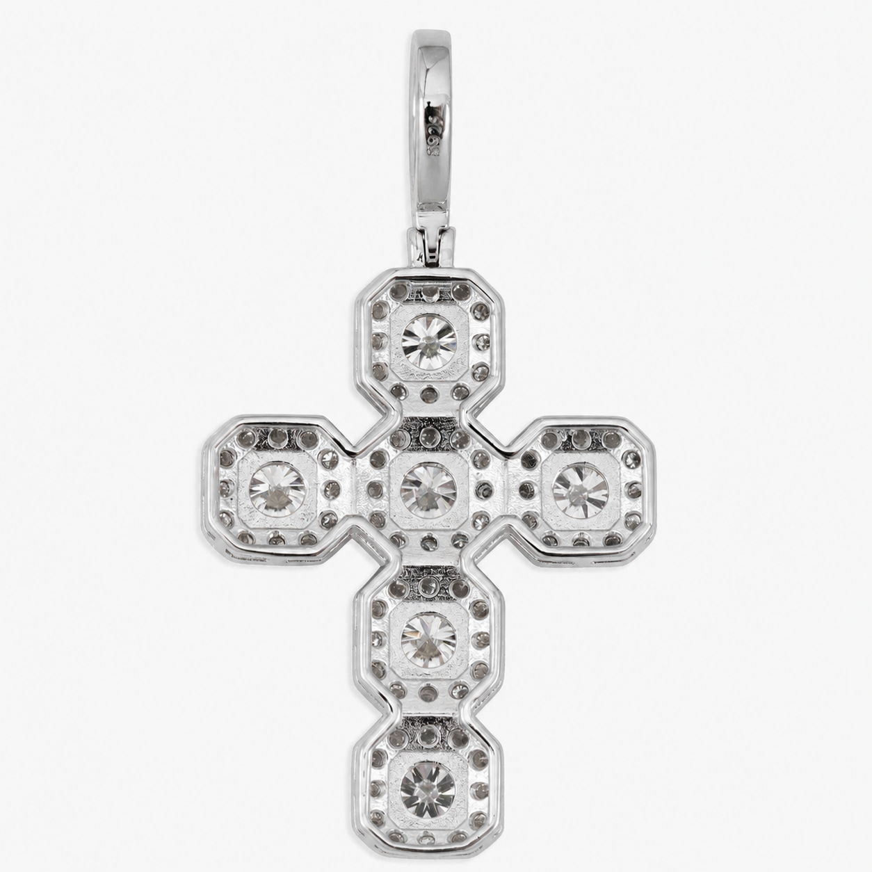 14K Gold Moissanite Fleur Cross Pendant | Iced Out 925 Silver Religious Jewelry