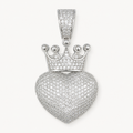 14K Gold Moissanite Crowned Heart Pendant | 925 Silver Iced Out VVS Jewelry