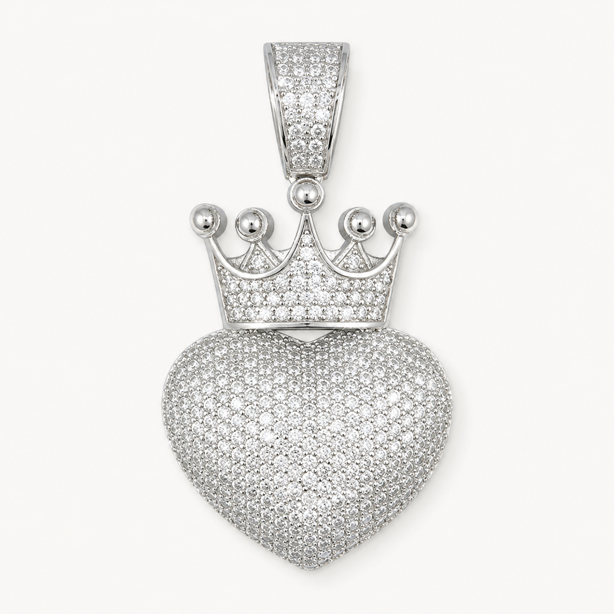 14K Gold Moissanite Crowned Heart Pendant | 925 Silver Iced Out VVS Jewelry