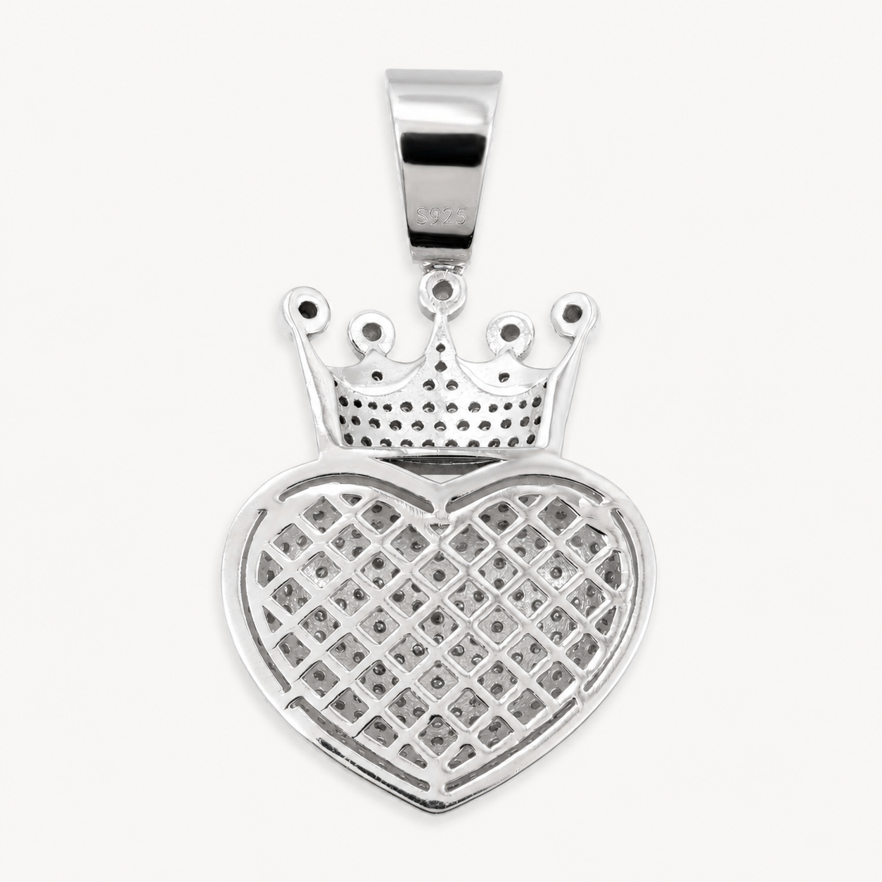 14K Gold Moissanite Crowned Heart Pendant | 925 Silver Iced Out VVS Jewelry