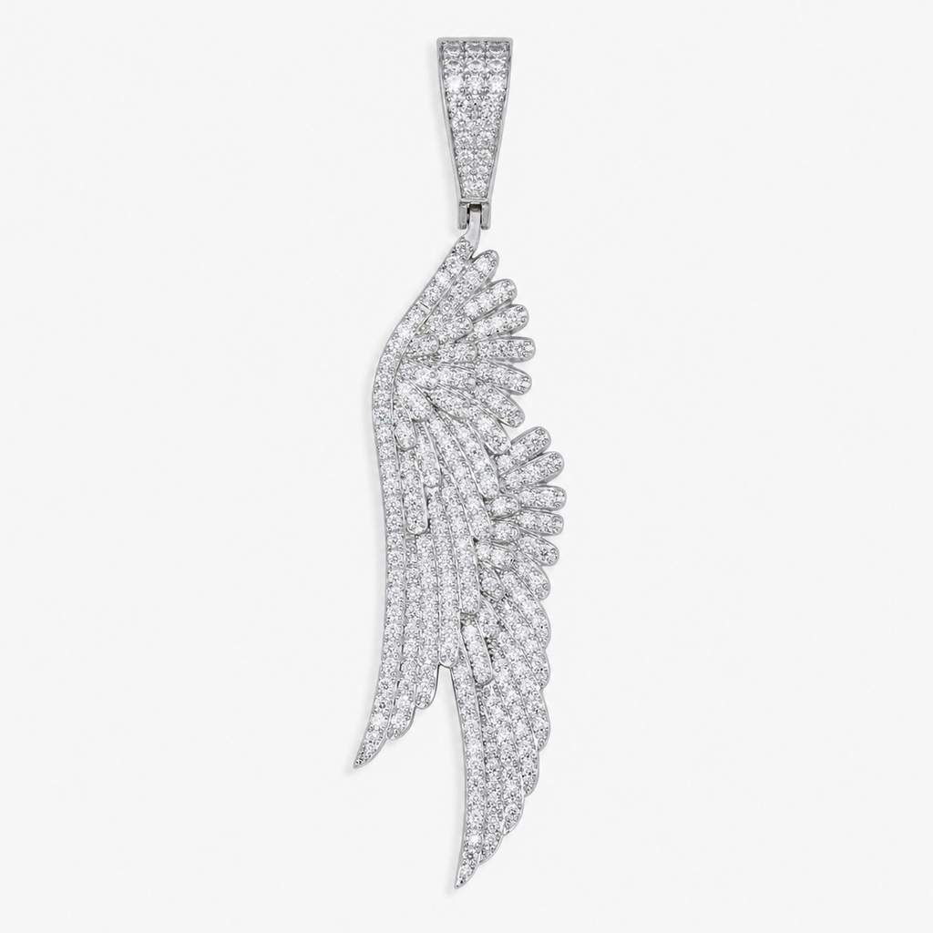 14K Gold Moissanite Feather Pendant | 925 Silver VVS Iced Out Jewelry