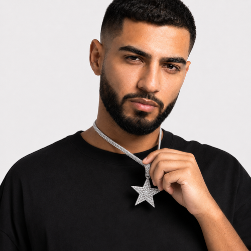 14K Gold Moissanite Star Pendant | 925 Silver VVS Iced Out Hip Hop Jewelry