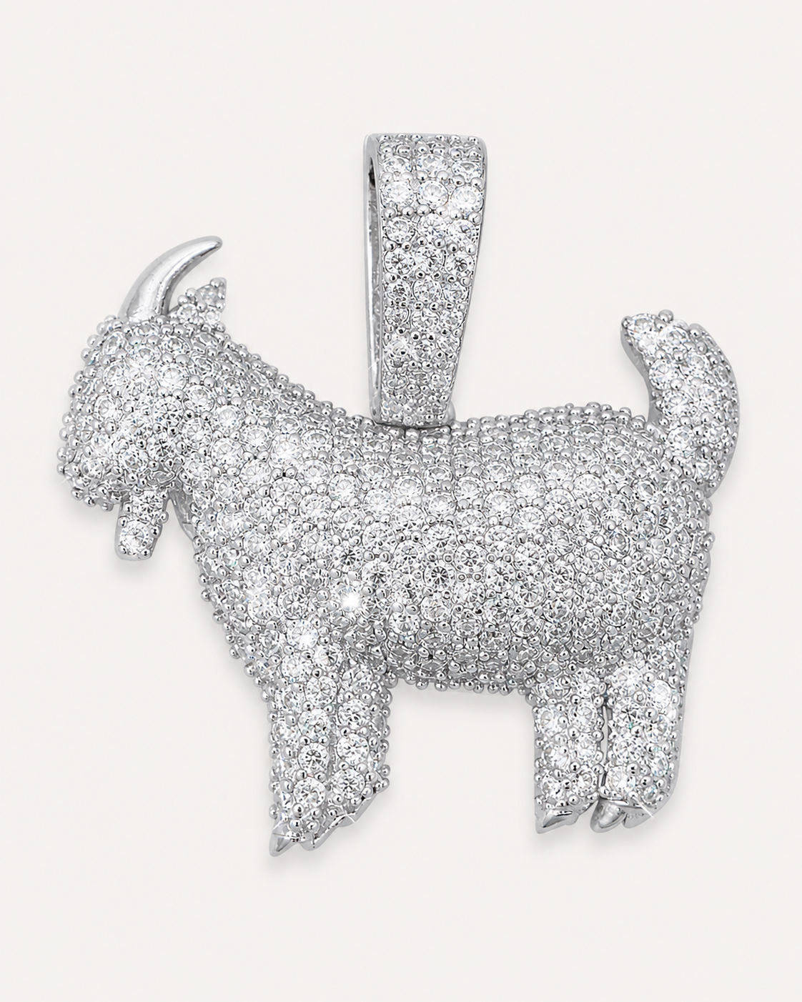 14K Gold Moissanite GOAT Pendant | 925 Silver VVS Icon Statement Jewelry