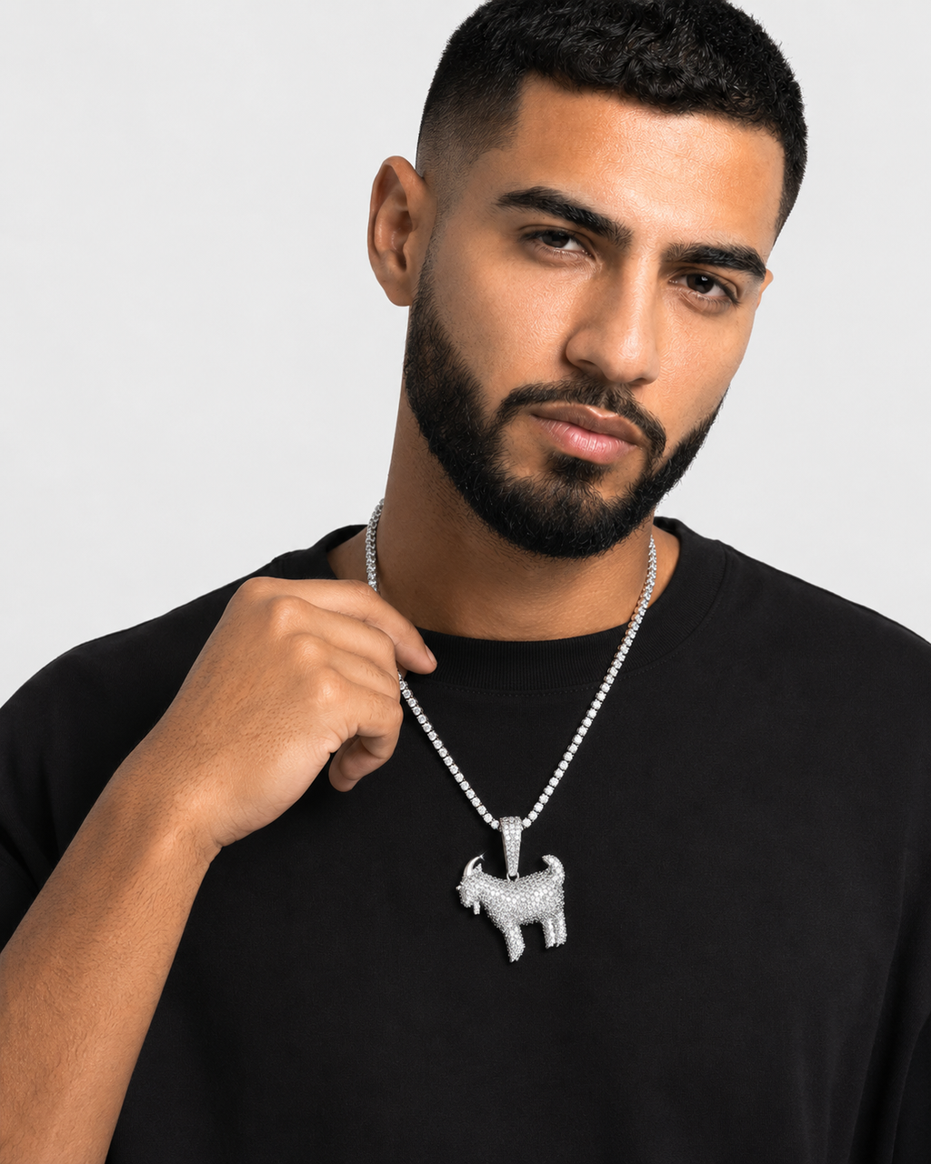 14K Gold Moissanite GOAT Pendant | 925 Silver VVS Icon Statement Jewelry
