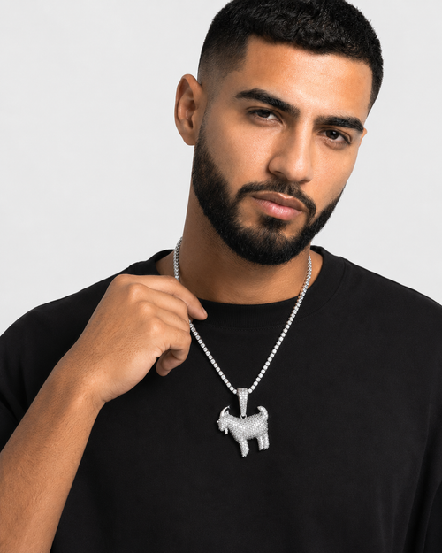 14K Gold Moissanite GOAT Pendant | 925 Silver VVS Icon Statement Jewelry