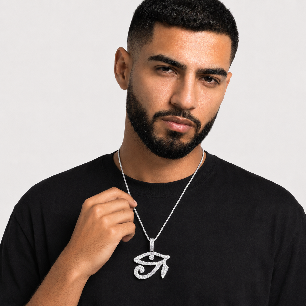 14K Gold Plated Eye of Horus Moissanite Pendant Necklace