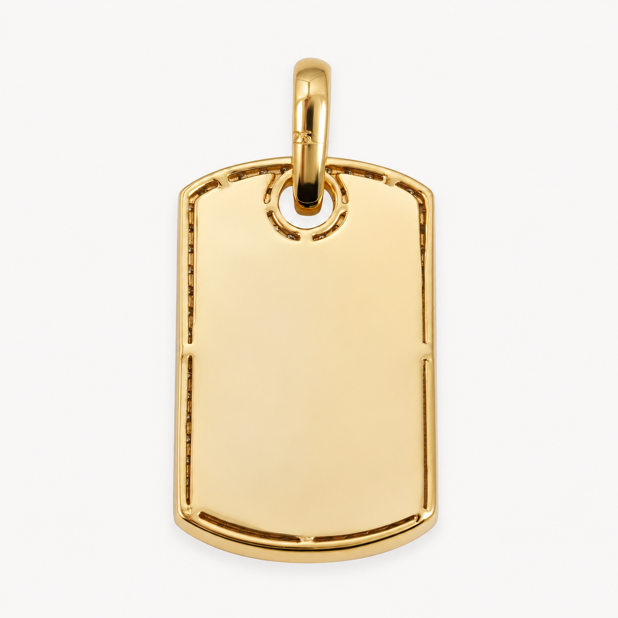 14K Gold Plated Moissanite Dog Tag Pendant
