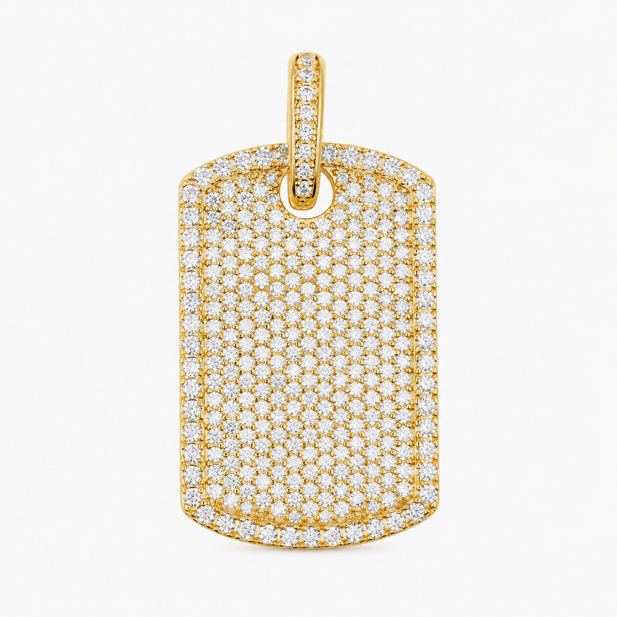 14K Gold Plated Moissanite Dog Tag Pendant