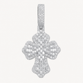 14K Gold Plated Moissanite Baguette Cross Pendant