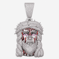 14K Gold Blood Jesus Piece Pendant | Red Enamel Moissanite 925 Silver Jewelry