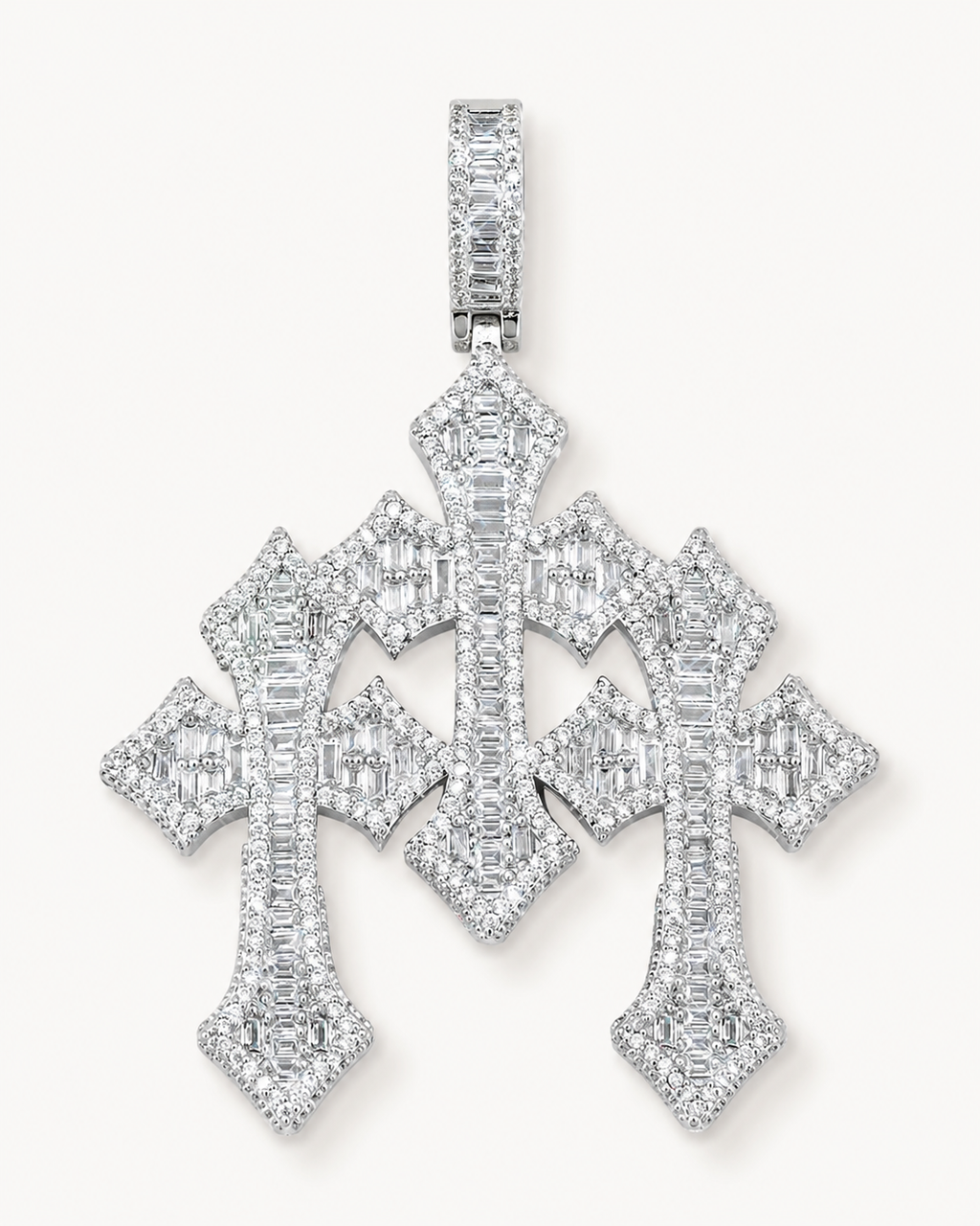 VVS Triple Cross Pendant 14K Gold