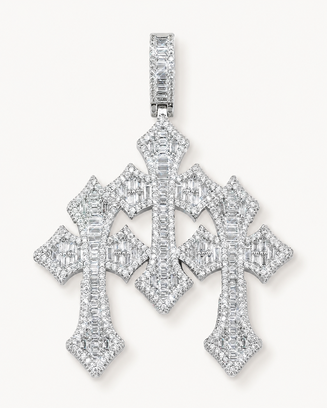 VVS Triple Cross Pendant 14K Gold