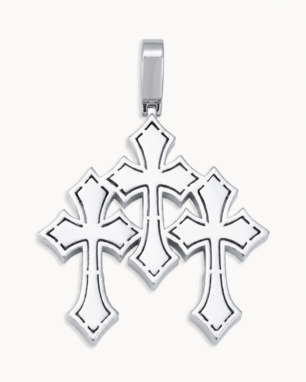 VVS Triple Cross Pendant 14K Gold