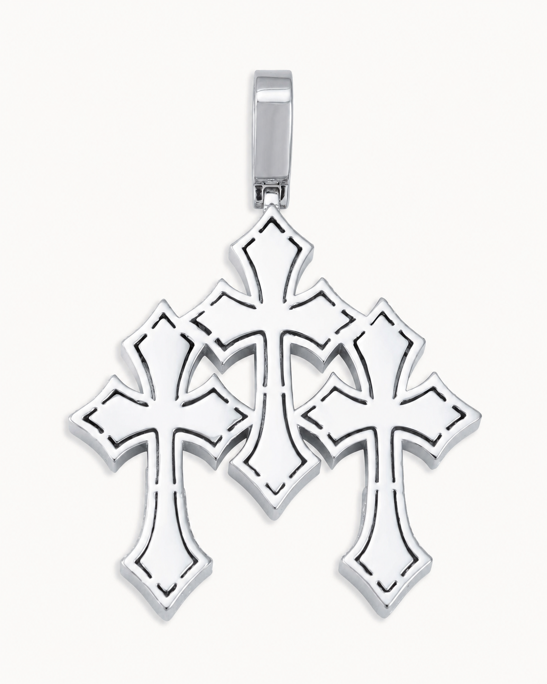 VVS Triple Cross Pendant 14K Gold