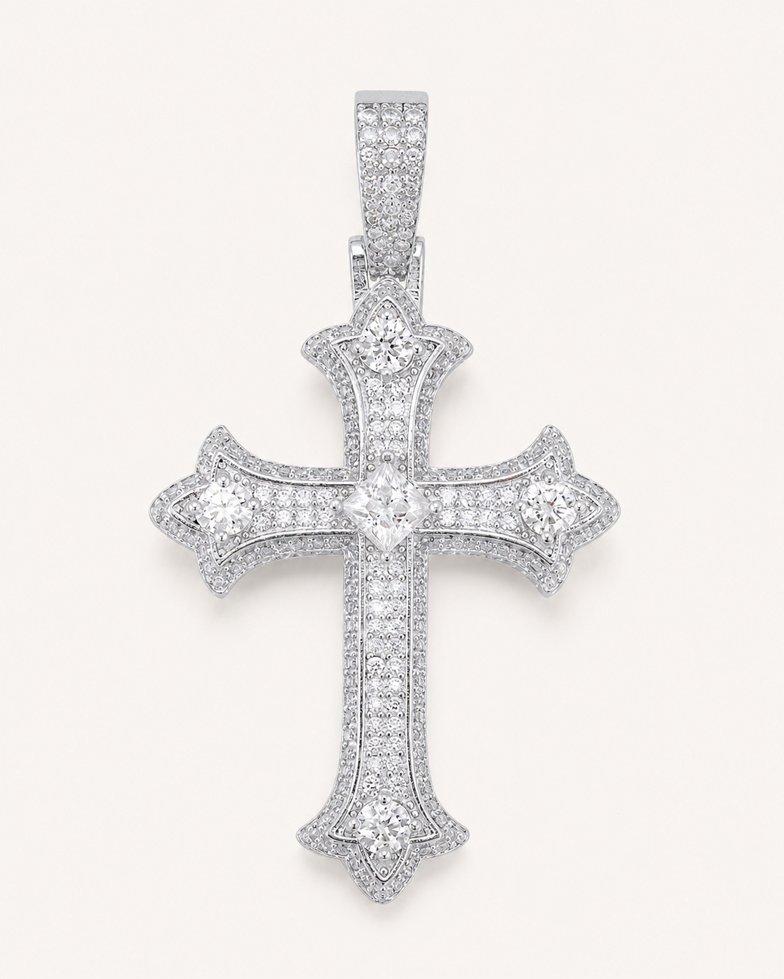 14K Gold Moissanite Cross Pendant | 925 Silver Iced Out VVS Religious Jewelry