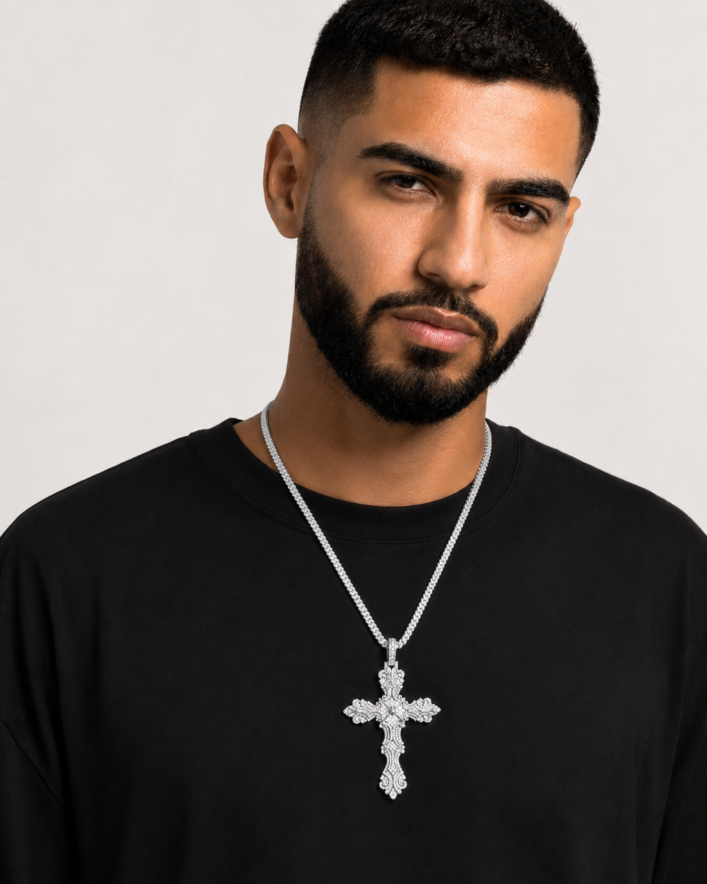 14K Gold Moissanite Micro Cross Pendant | 925 Silver Iced Out VVS Jewelry