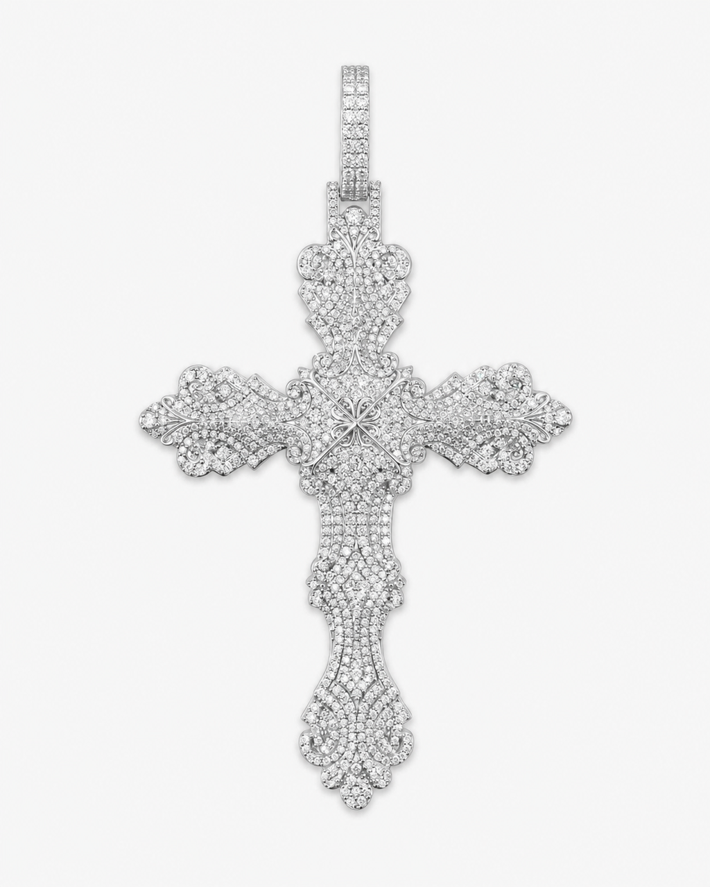 14K Gold Moissanite Micro Cross Pendant | 925 Silver Iced Out VVS Jewelry