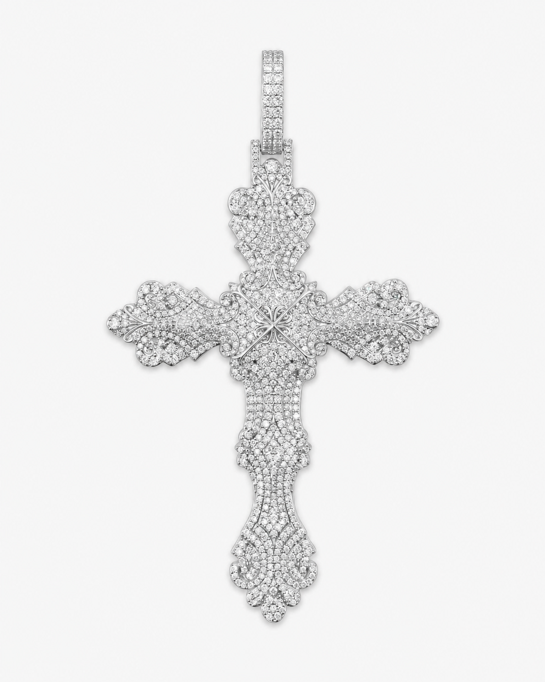 14K Gold Moissanite Micro Cross Pendant | 925 Silver Iced Out VVS Jewelry
