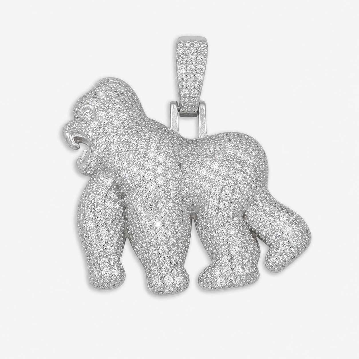 14K Gold Moissanite Gorilla Pendant | 925 Silver VVS Power Statement Jewelry
