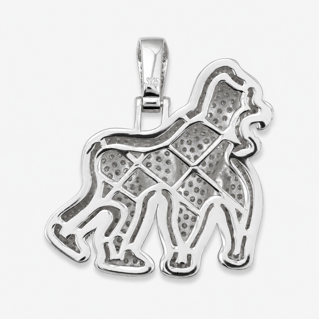 14K Gold Moissanite Gorilla Pendant | 925 Silver VVS Power Statement Jewelry