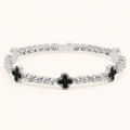 Black Clover Tennis Bracelet 14K White Gold Plated Iced Out Bracelet