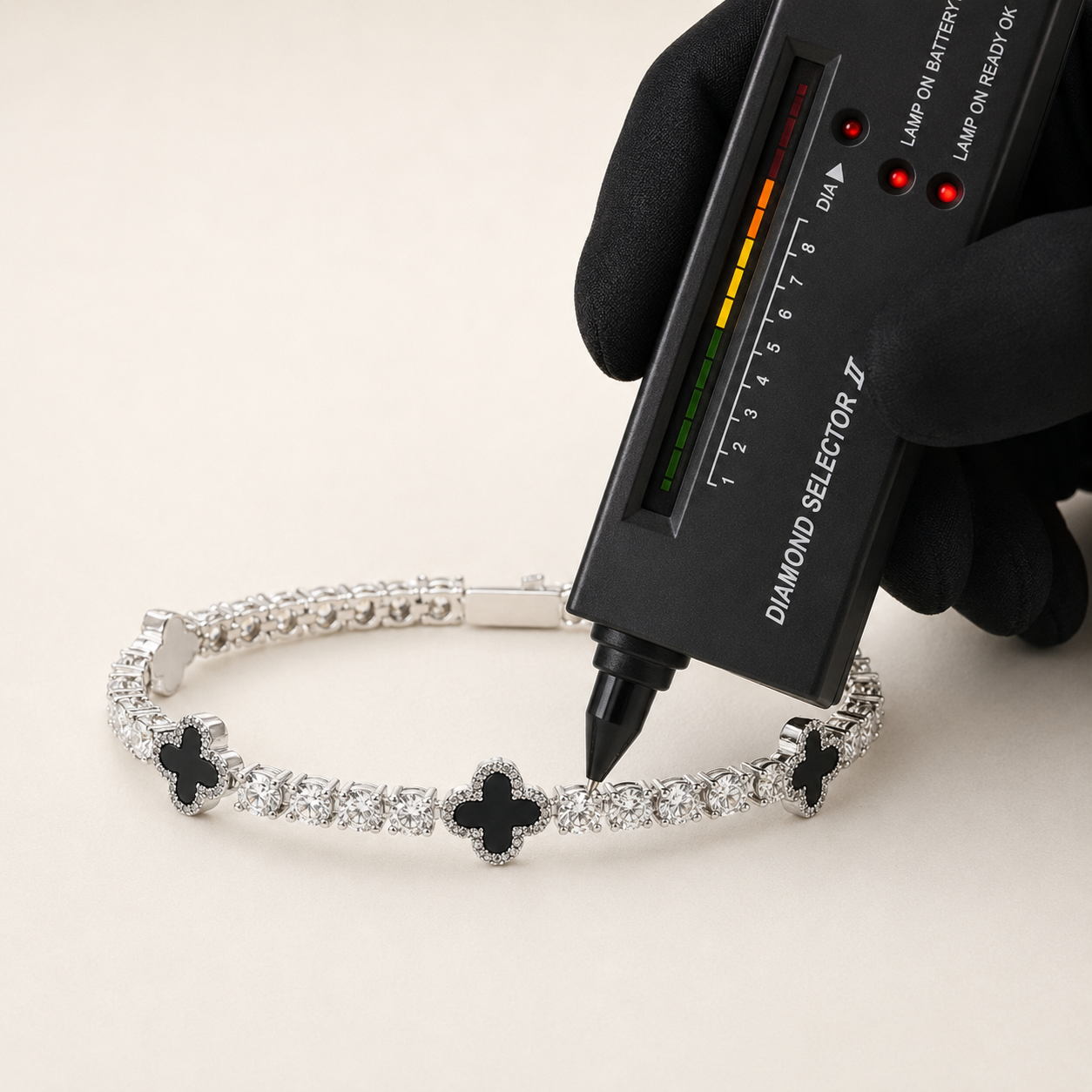 Black Clover Tennis Bracelet 14K White Gold Plated Iced Out Bracelet