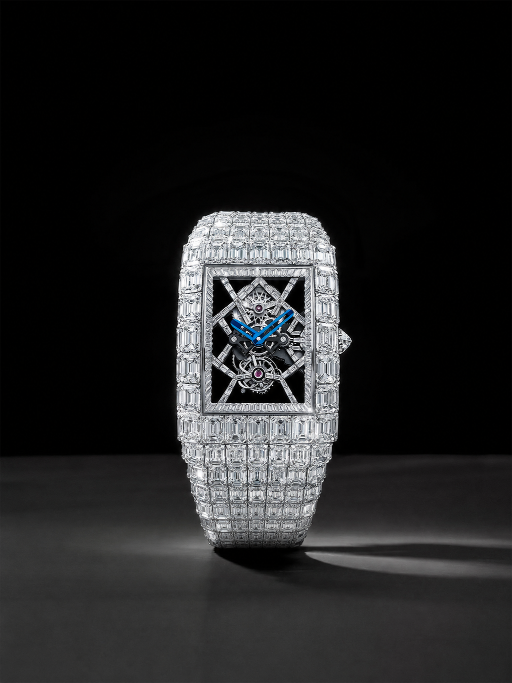 Full Baguette Skeleton Iced Watch | White Gold Finish Luxury Timepiece