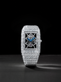 Full Baguette Skeleton Iced Watch | White Gold Finish Luxury Timepiece
